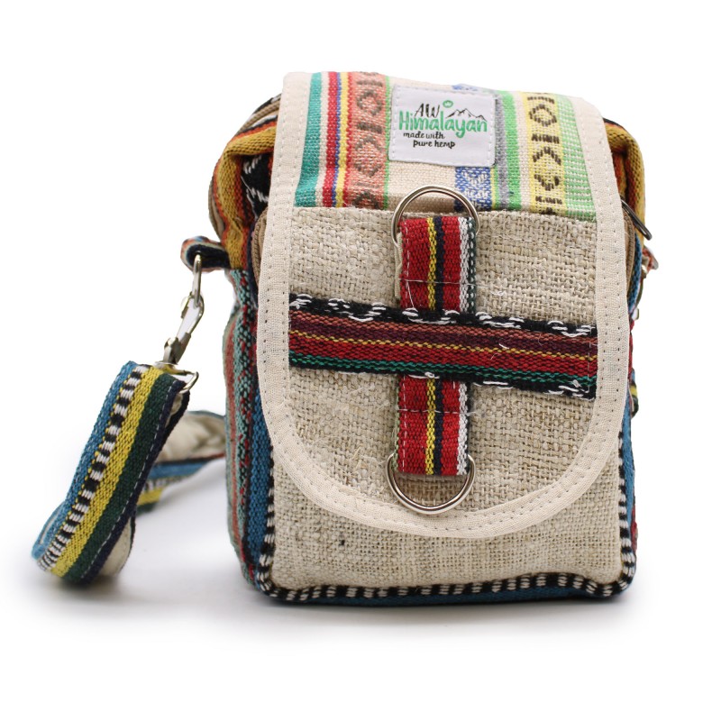 Bolsa de Viagem Body-Cross Cânhamo Natural e Jhari - 15x18x5cm-SACOS MOCHILAS CHAPÉUS CÂNHAMO-HOSTENATURA