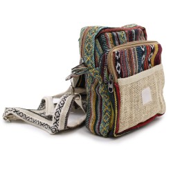 Body-Cross Natural Hemp & Jhari Travel Bag - 15x18x5cm