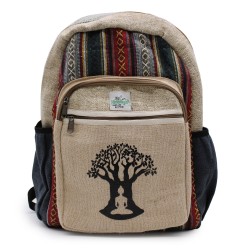 Großer Hanf Rucksack - Bohdi Tree Design - 45x30x10cm