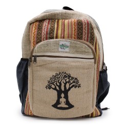 Großer Hanf Rucksack - Bohdi Tree Design - 45x30x10cm