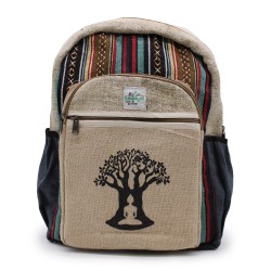 Großer Hanf Rucksack - Bohdi Tree Design - 45x30x10cm