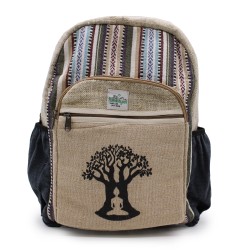 Großer Hanf Rucksack - Bohdi Tree Design - 45x30x10cm