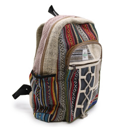 Mochila Grande de Cáñamo - Estilo Cuerda y Bolsillos - 45x30x10cm