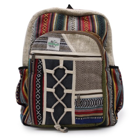 Mochila Grande de Cáñamo - Estilo Cuerda y Bolsillos - 45x30x10cm