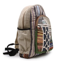 Mochila Grande de Cânhamo - Estilo Corda e Bolsos - 45x30x10cm