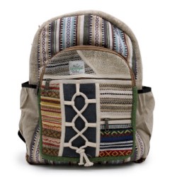 Large Hemp Backpack - Rope Style and Pockets - 45x30x10cm