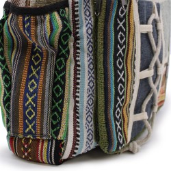 Large Hemp Backpack - Rope Style and Pockets - 45x30x10cm