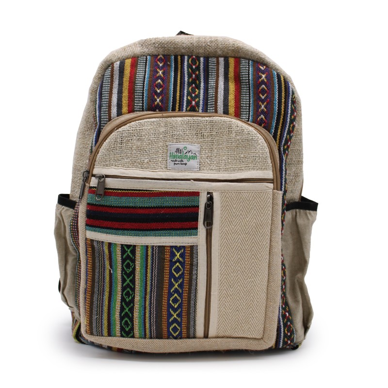 Large Hemp Backpack - Straight Zipper Style - 45x30x10cm-BAGS BACKPACKS HATS HEMP-HOSTENATURA