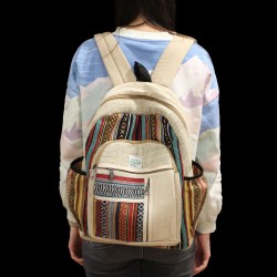 Large Hemp Backpack - Straight Zipper Style - 45x30x10cm