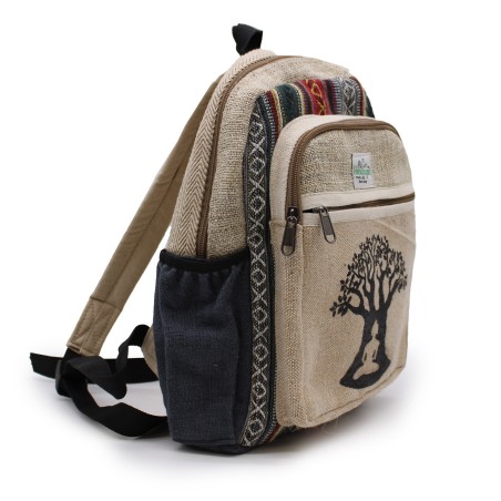 Mochila Pequeña de Cáñamo - Diseño Árbol de Bohdi - 30x22x7cm