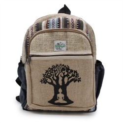 Kleiner Hanf Rucksack - Bohdi Tree Design - 30x22x7cm