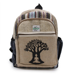 Mochila Pequeña de Cáñamo - Diseño Árbol de Bohdi - 30x22x7cm