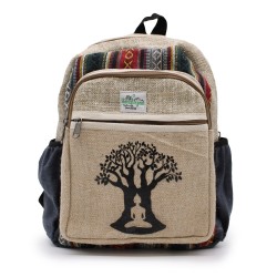 Kleiner Hanf Rucksack - Bohdi Tree Design - 30x22x7cm