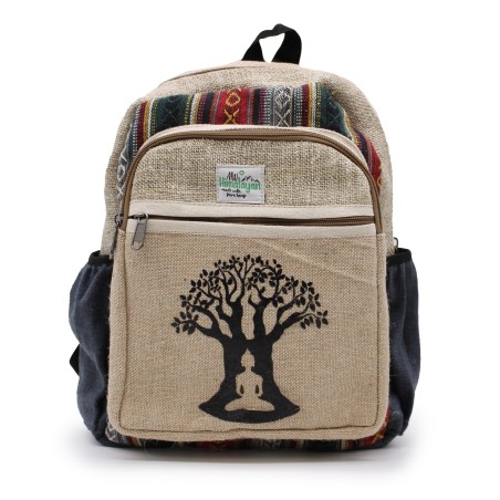 Mochila Pequeña de Cáñamo - Diseño Árbol de Bohdi - 30x22x7cm