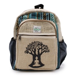 Kleiner Hanf Rucksack - Bohdi Tree Design - 30x22x7cm