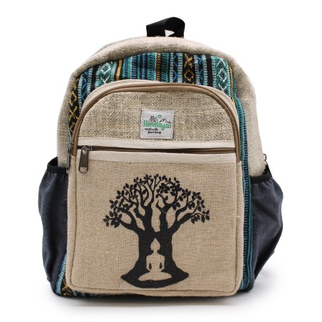 Mochila Pequeña de Cáñamo - Diseño Árbol de Bohdi - 30x22x7cm
