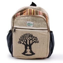 Kleiner Hanf Rucksack - Bohdi Tree Design - 30x22x7cm