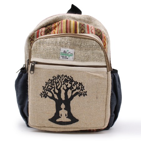 Mochila Pequeña de Cáñamo - Diseño Árbol de Bohdi - 30x22x7cm