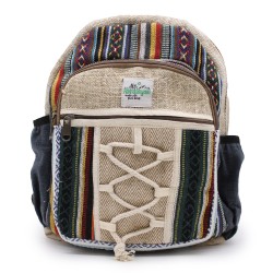 Small hemp backpack - Rope style and pockets - 30x22x7cm