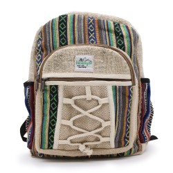 Small hemp backpack - Rope style and pockets - 30x22x7cm