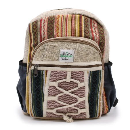 Mochila pequeña de cáñamo - Estilo cuerda y bolsillos - 30x22x7cm