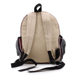 Small Hemp Backpack - Zigzag Style with Zippers - 30x22x7cm