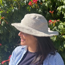 Cappello Boho Festival in canapa e cotone con toppe e fili - Naturale - CANAPA