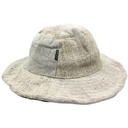 Boho Hemp and Cotton Festival Hat with Patches and Wires - Natural - HEMP