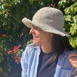 Cappello Boho Festival in canapa e cotone intrecciato a mano - Naturale