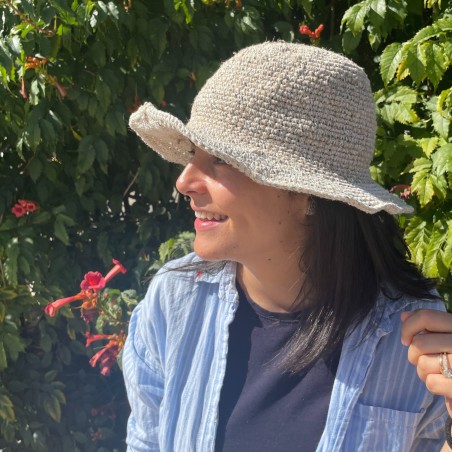 Sombrero de Festival Boho de Cáñamo y Algodón Tejido a Mano - Natural