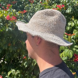 Boho Hemp and Cotton Festival Hat Hand Woven - Natural