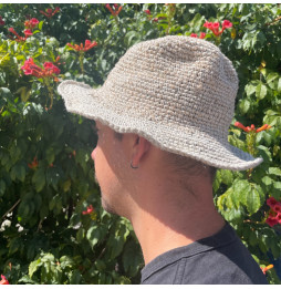 Sombrero de Festival Boho de Cáñamo y Algodón Tejido a Mano - Natural