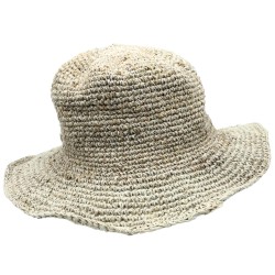 Chapeau de festival de chanvre et de coton boho tissé à la main - Naturel