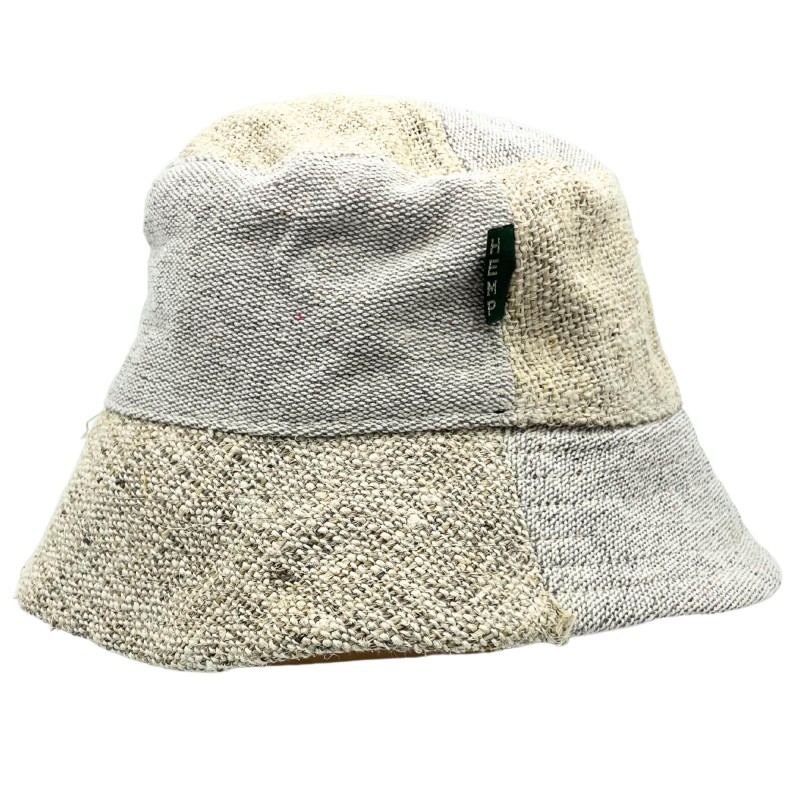 Boho Hemp and Cotton Festival Hat with Patches - Natural-BAGS BACKPACKS HATS HEMP-HOSTENATURA