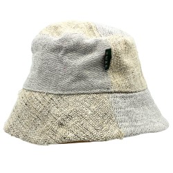 Boho Hemp and Cotton Festival Hat with Patches - Natural