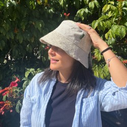 Cappello Boho Festival in canapa e cotone con toppe - Naturale