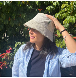 Sombrero de Festival Boho de Cáñamo y Algodón con Parches - Natural