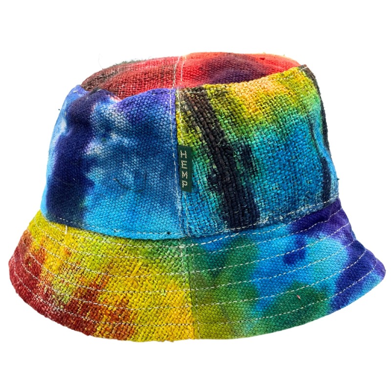 Boho Hemp and Cotton Festival Hat with Patches - Tiedye-BAGS BACKPACKS HATS HEMP-HOSTENATURA