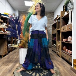 Pantaloni de yoga pentru festival - imprimeu Himalayan Aladdin - violet unisex marime unică hippie 100% bumbac bărbați/femei