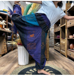 Pantalón Yoga Festivales - Estampado Aladino del Himalaya - Morado Unisex Talla única Hippie 100% Algodón Hombre/mujer