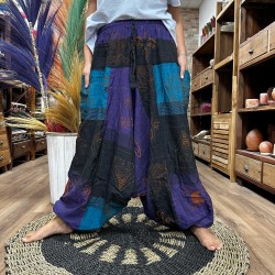 Calças de ioga para festival – Estampa Himalayan Aladdin – Roxo unissex tamanho único hippie 100% algodão masculino/feminino