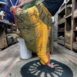 Pantalon Yoga Festivals - Estampat Aladí de l'Himàlaia - Taronja Unisex Talla única Hippie 100% Cotó Home/dona