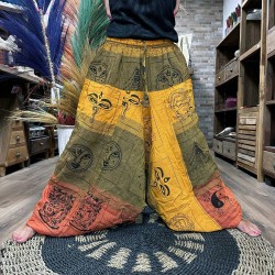 Calça de ioga para festival – Estampa Himalayan Aladdin – Laranja unissex tamanho único hippie 100% algodão masculino/feminino