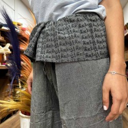 Pantalon de Yoga et Festivals - Pêcheur Thaïlandais Mandala Mantra - Gris Unisexe Taille Hippie 100% Coton Hommes/Femmes