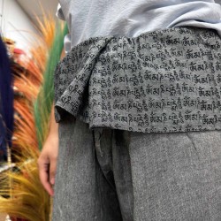 Pantalon de Yoga et Festivals - Pêcheur Thaïlandais Mandala Mantra - Gris Unisexe Taille Hippie 100% Coton Hommes/Femmes