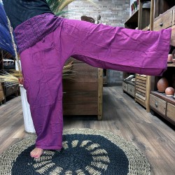 Pantalon de Yoga et Festivals - Pêcheur Thaïlandais Mandala Mantra - Violet Unisexe Taille Unique Hippie 100% Coton Hommes/Femme