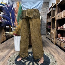 Pantalon de Yoga et Festivals - Pêcheur Thaïlandais Mandala Mantra - Orange Unisexe Taille Hippie 100% Coton Hommes/Femmes