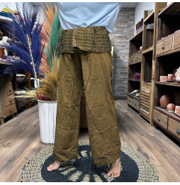 Pantalón Yoga y Festivales - Pescador Tailandés Mandala Mantra - Naranja Unisex Talla única Hippie 100% Algodón Hombre/mujer