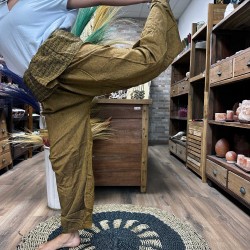 Pantaloni da yoga e festival - Pescatore tailandese Mandala Mantra - Arancione Unisex Taglia unica Hippie 100% cotone Uomo/Donna