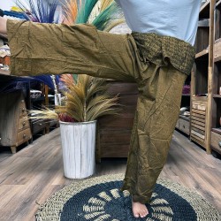 Pantalon de Yoga et Festivals - Pêcheur Thaïlandais Mandala Mantra - Orange Unisexe Taille Hippie 100% Coton Hommes/Femmes